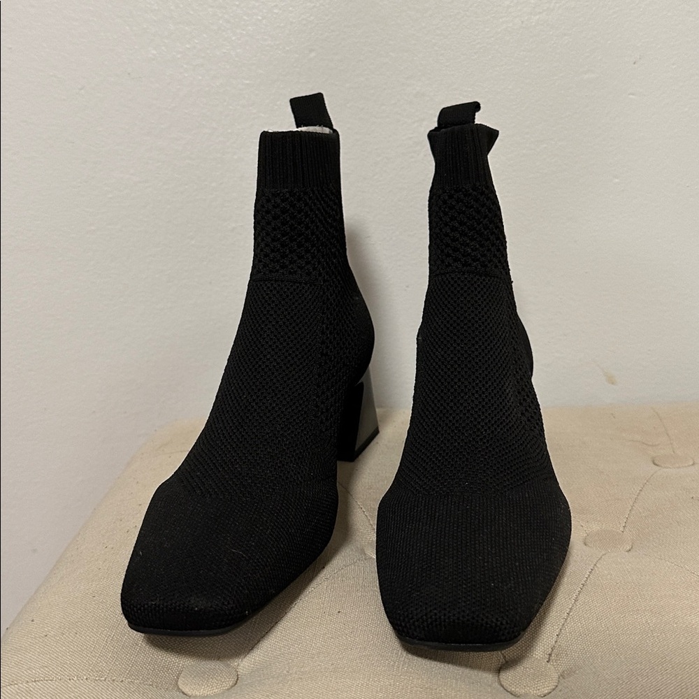 Black Knit Ankle Boots